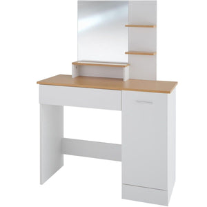 Toeletta con cassetto a specchio tavolo da trucco moderno ed elegante 137,5 cm bianco 08_0000240