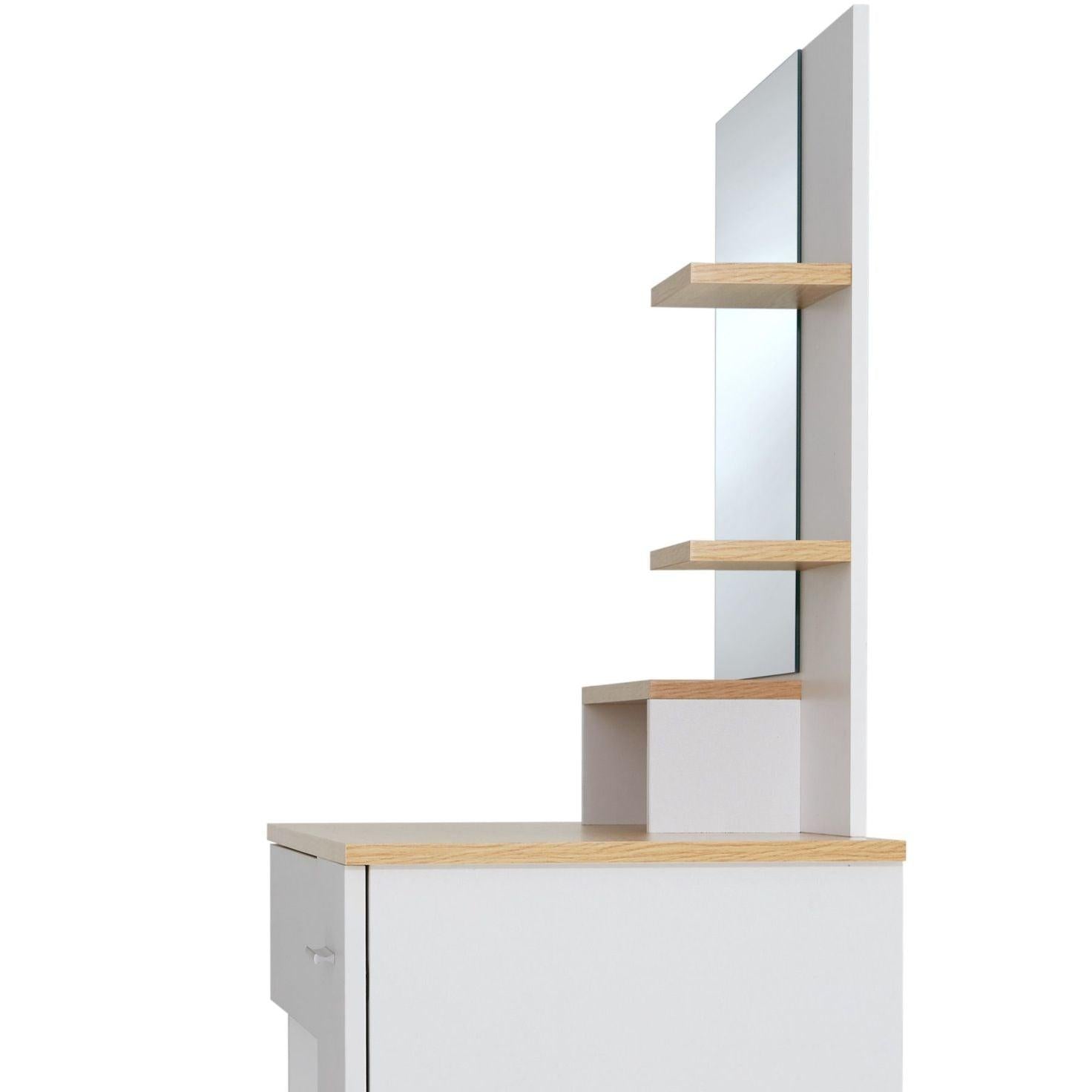 Toeletta con cassetto a specchio tavolo da trucco moderno ed elegante 137,5 cm bianco 08_0000240