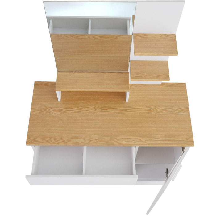 Toeletta con cassetto a specchio tavolo da trucco moderno ed elegante 137,5 cm bianco 08_0000240