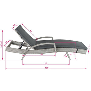 Lettino prendisole sdraio arredo giardino 5 posizioni grigio 08_0000226