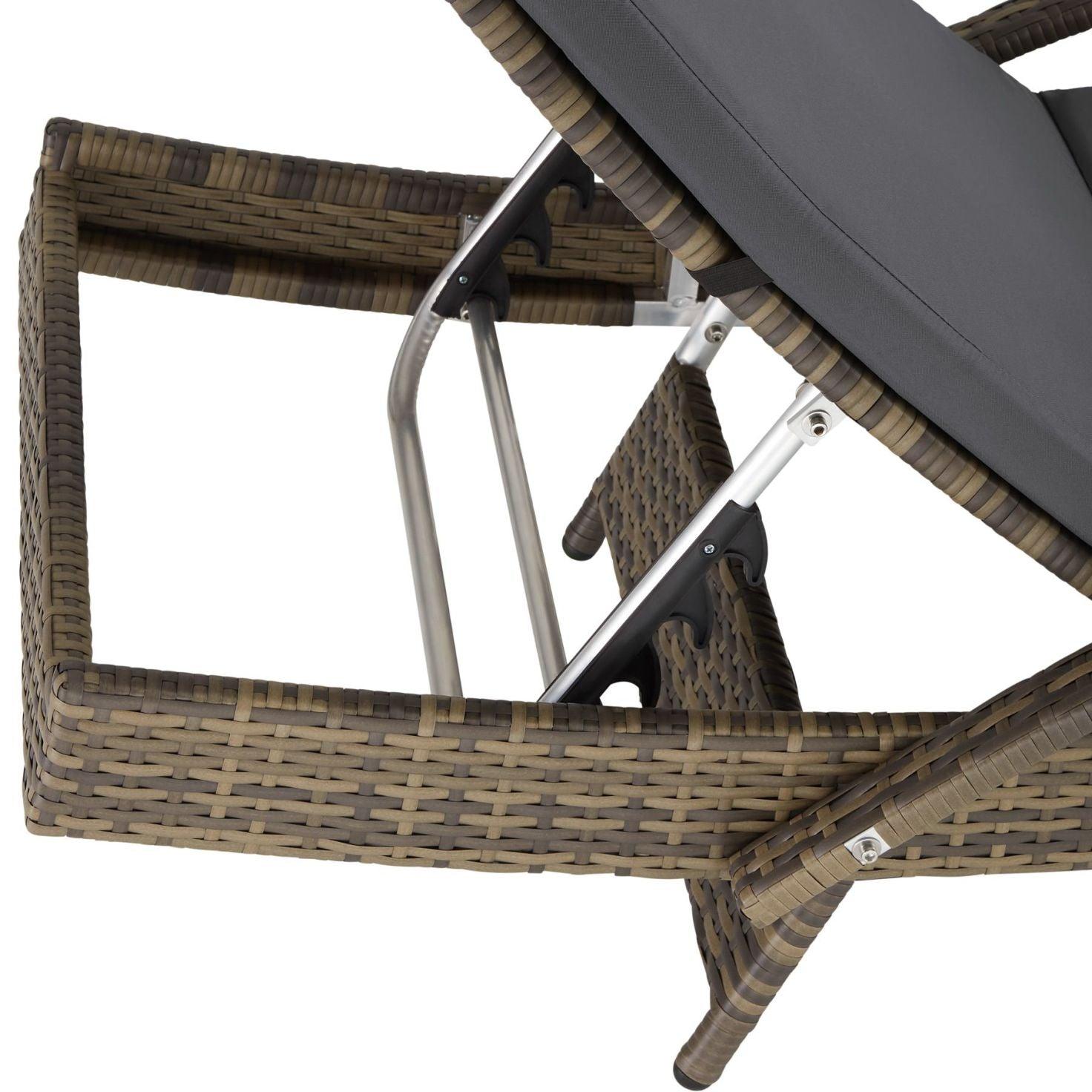 Lettino prendisole sdraio arredo giardino 5 posizioni marrone 08_0000227