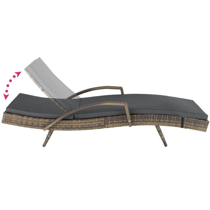 Lettino prendisole sdraio arredo giardino 5 posizioni marrone 08_0000227