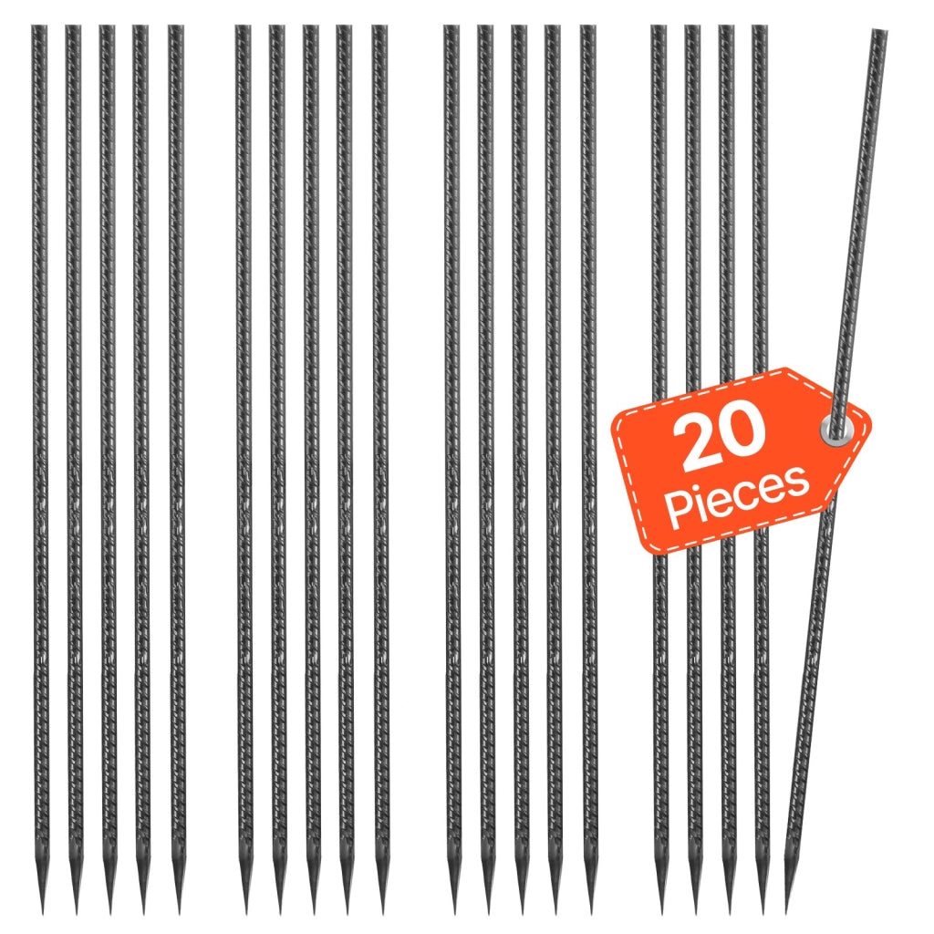 Picchetti per Barre d'Armatura 609,6 mm Picchetti per Recinzioni, Diametro 12 mm Ancoraggi a Terra Dritti in Acciaio Zincato con Estremità a Punta Sca