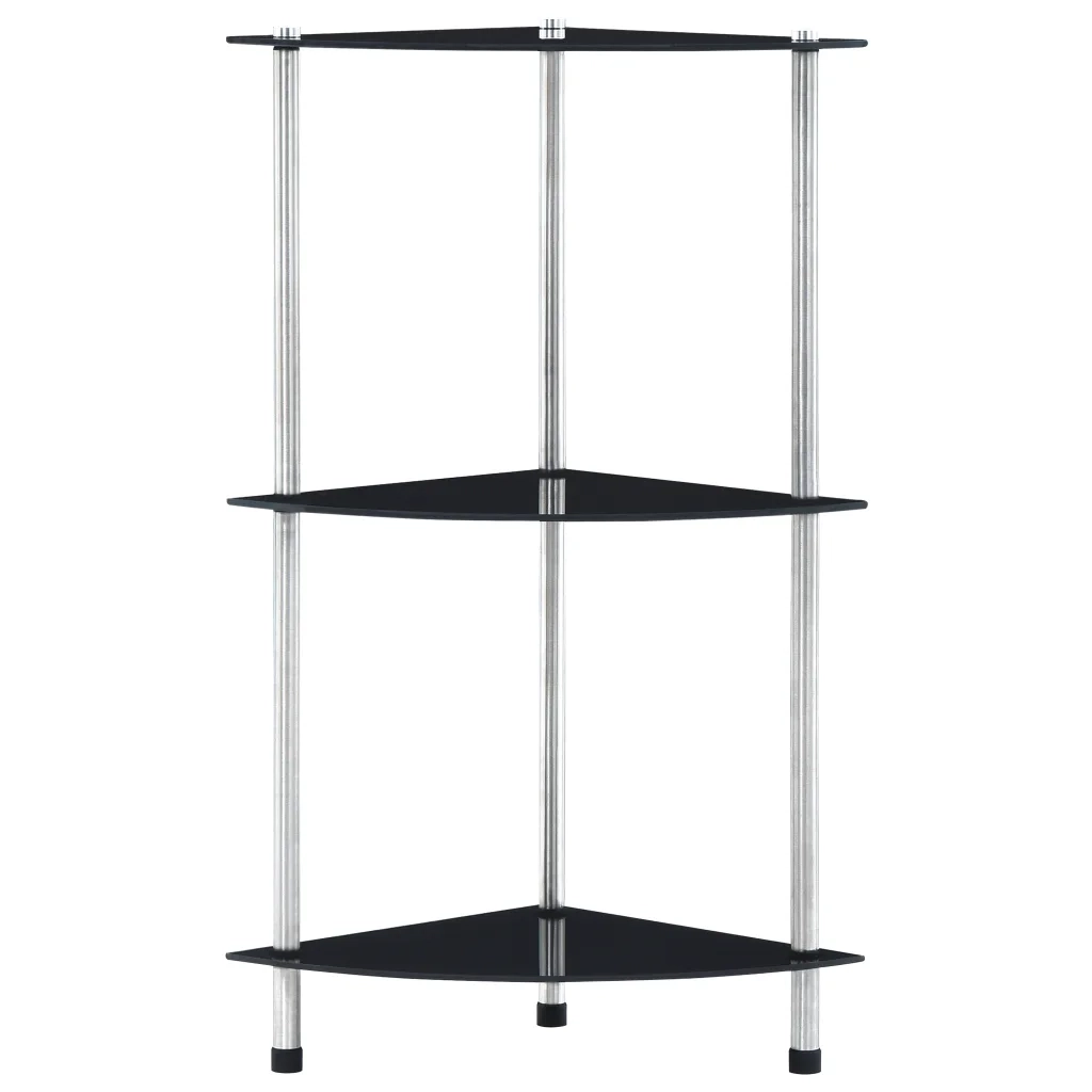 Scaffale a 3 Livelli Nero 30x30x67 cm in Vetro Temperato cod mxl 33772