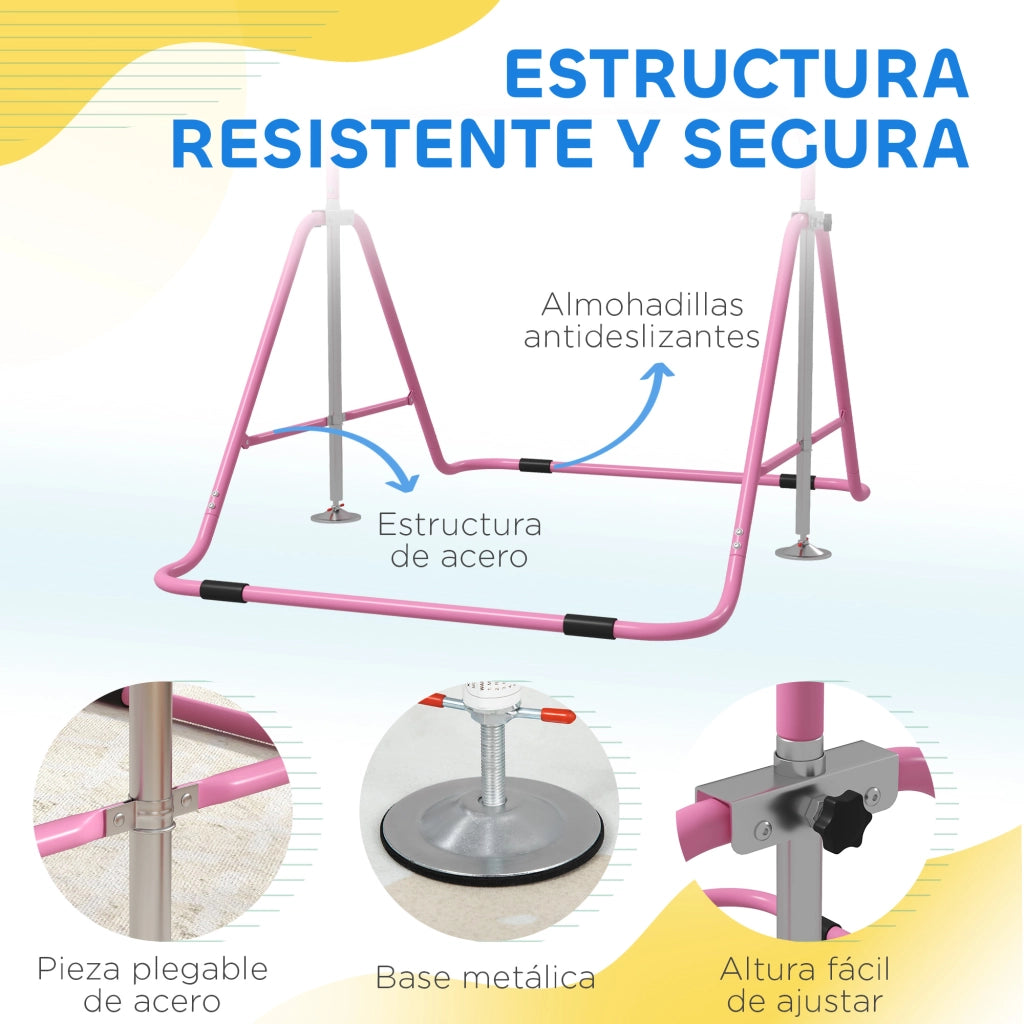 Barra Pieghevole per Ginnastica Artistica ¨C zephmum ¨C Altezza Regolabile, Rosa