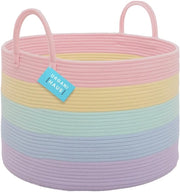 Tessuto regalo arcobaleno contenitore per la raccolta e l'organizzazione di giocattoli con maniglie, 50x33, decorativo per bambini