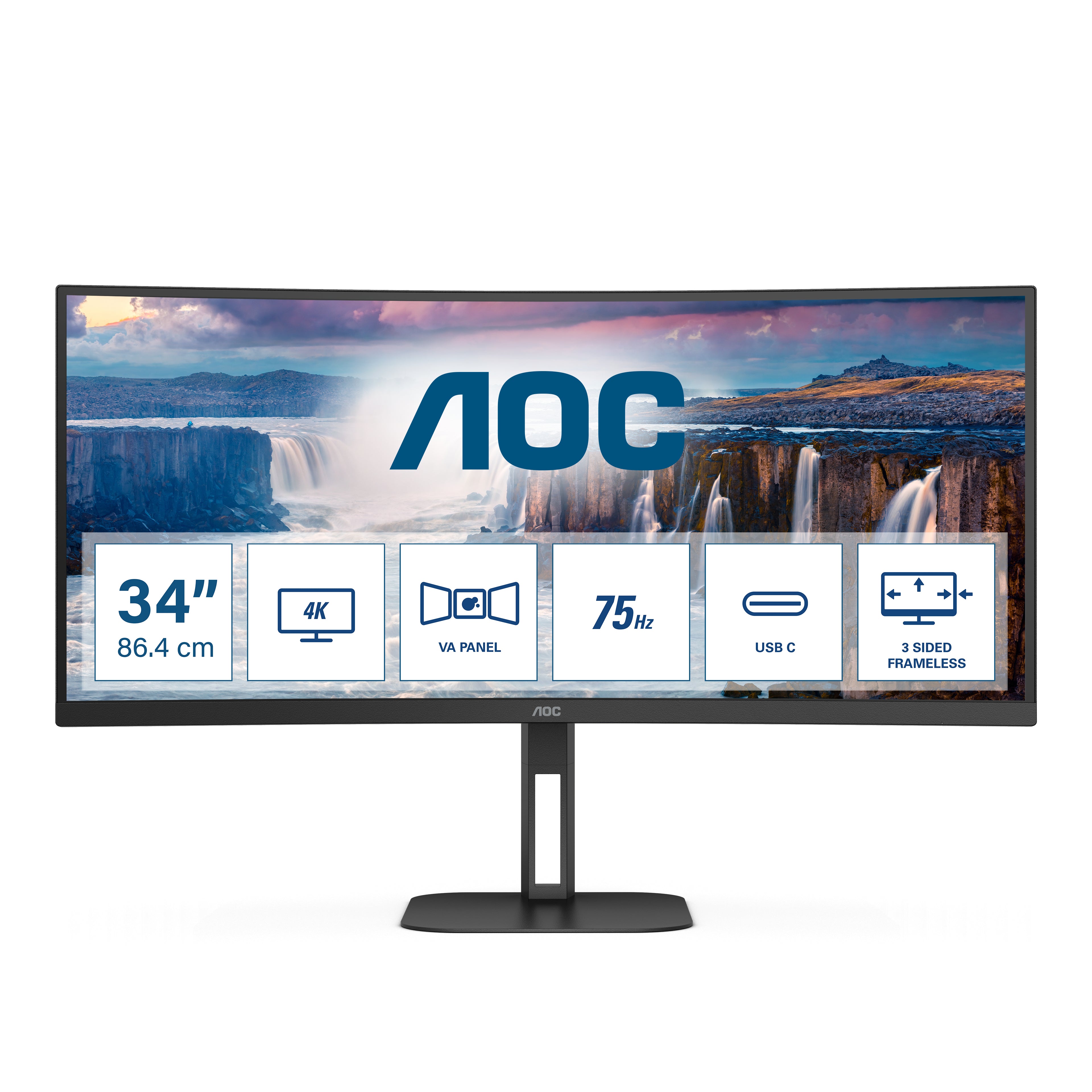 Aoc v5 cu34v5c/bk led display 86,4 cm (34") 3440 x 1440 pixel wide quad hd nero