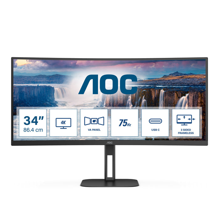 Aoc v5 cu34v5c/bk led display 86,4 cm (34") 3440 x 1440 pixel wide quad hd nero