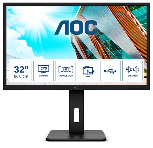 Aoc p2 q32p2 monitor pc 80 cm (31.5") 2560 x 1440 pixel 2k ultra hd led nero