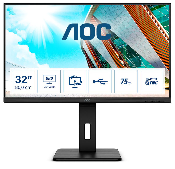 Aoc p2 u32p2 monitor pc 80 cm (31.5") 3840 x 2160 pixel 4k ultra hd led nero
