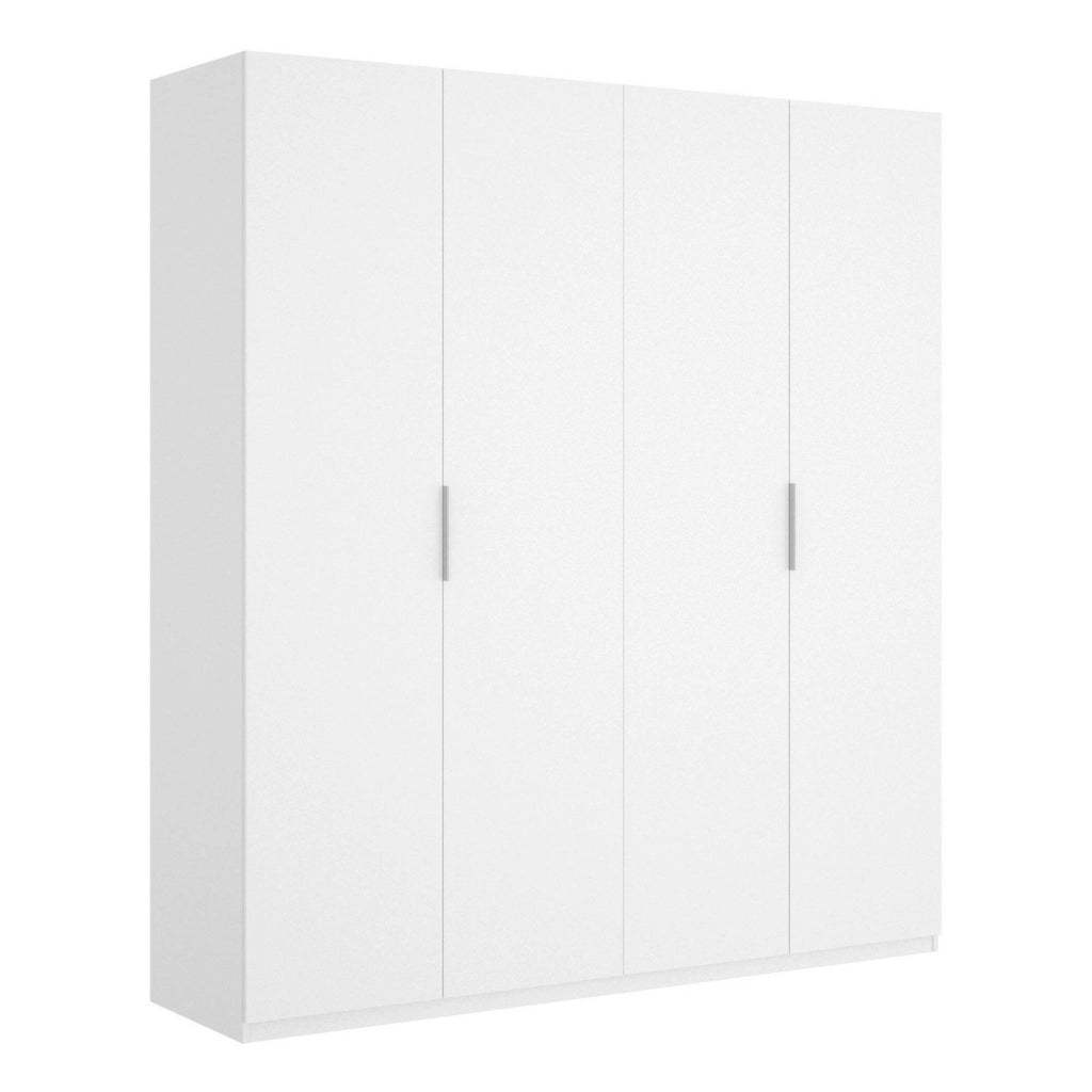 Guardaroba Iuventas, Mobile appendiabiti per camera da letto, Armadio a 4 ante battenti, 180x52h204 cm, Bianco