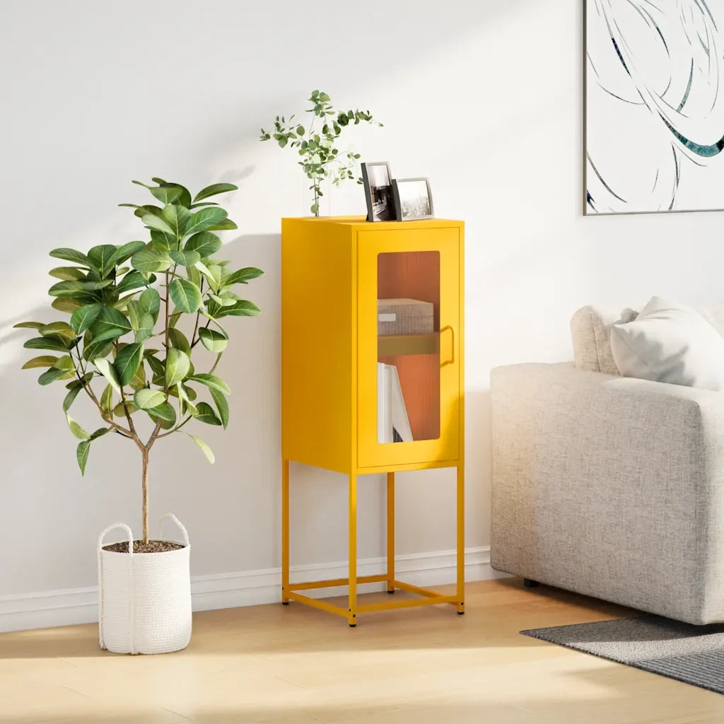Credenza-Buffet-Armadio da cucina Giallo Senape 36x39x107 cm Acciaio Laminato a Freddo