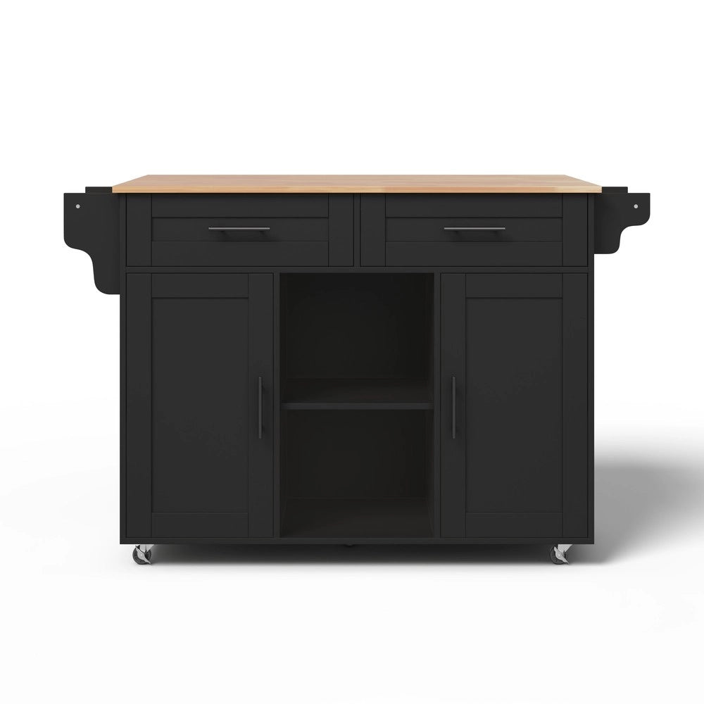 Isola Cucina Mobile Multifunzione ¨C Xylo ¨C Piano Pieghevole, Ripiani Regolabili, 5 Ruote, 145x45x95 cm