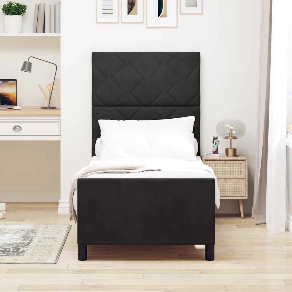 Letto a molle con testiera Nero 80 x 200 cm Velluto 3344971