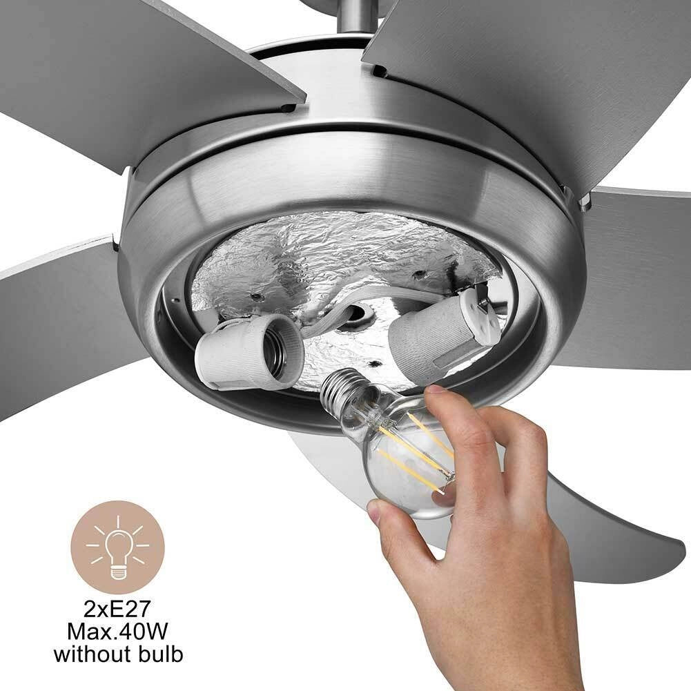 Ventilatore da Soffitto 5 Pale Legno con Lampada e Telecomando Diametro 132cm