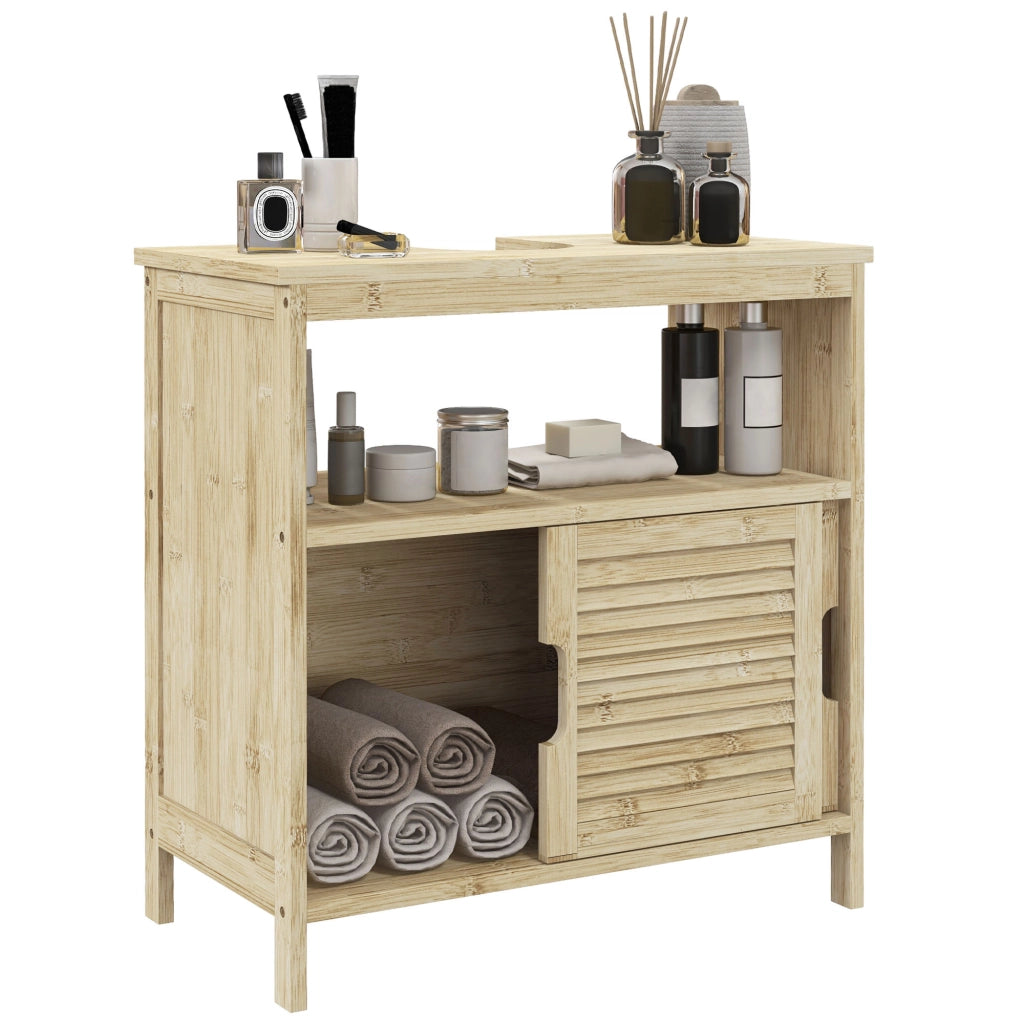 Mobile sottolavabo con ante scorrevoli a doghe ¨C Xylo ¨C 60x30x60 cm naturale