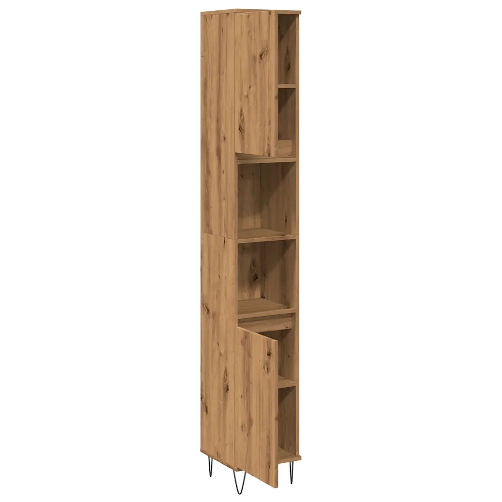 Mobiletto da bagno classico 30 x 30 x 190 cm in legno di rovere ingegnerizzato finitura artigianale 02_0051080
