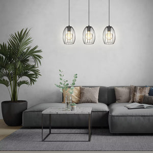 Lampadario Vintage Waktu Legno Marrone Metallo Nero 3 Luci E27