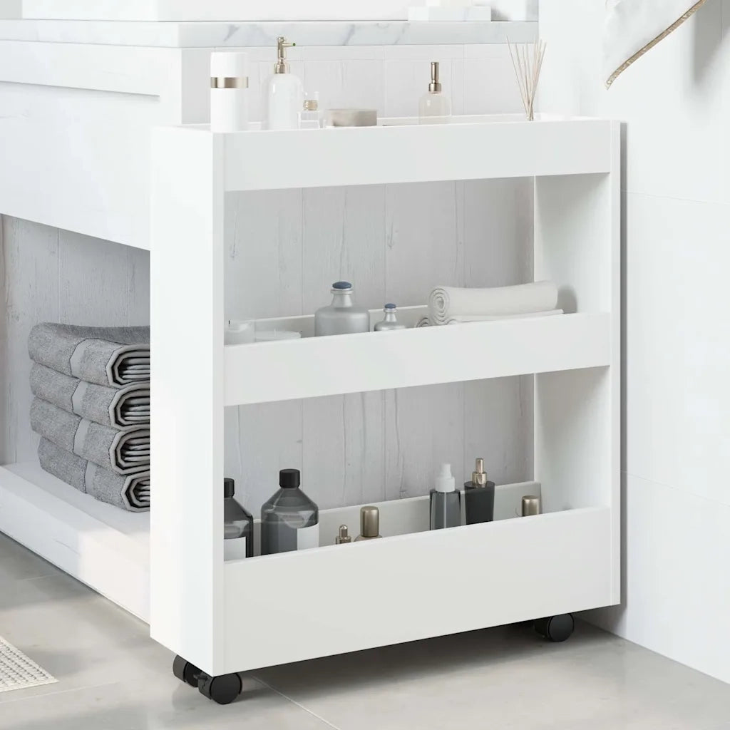 Carrello portaoggetti stretto a 3 ripiani bianco in legno ingegnerizzato 855241