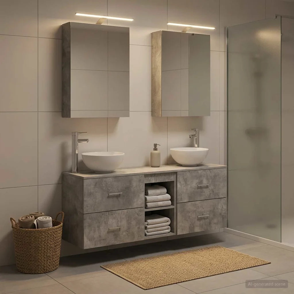 Set di Armadi da Bagno 5 pcs Grigio Cemento 50 x 14,5 x 70 cm 3406674