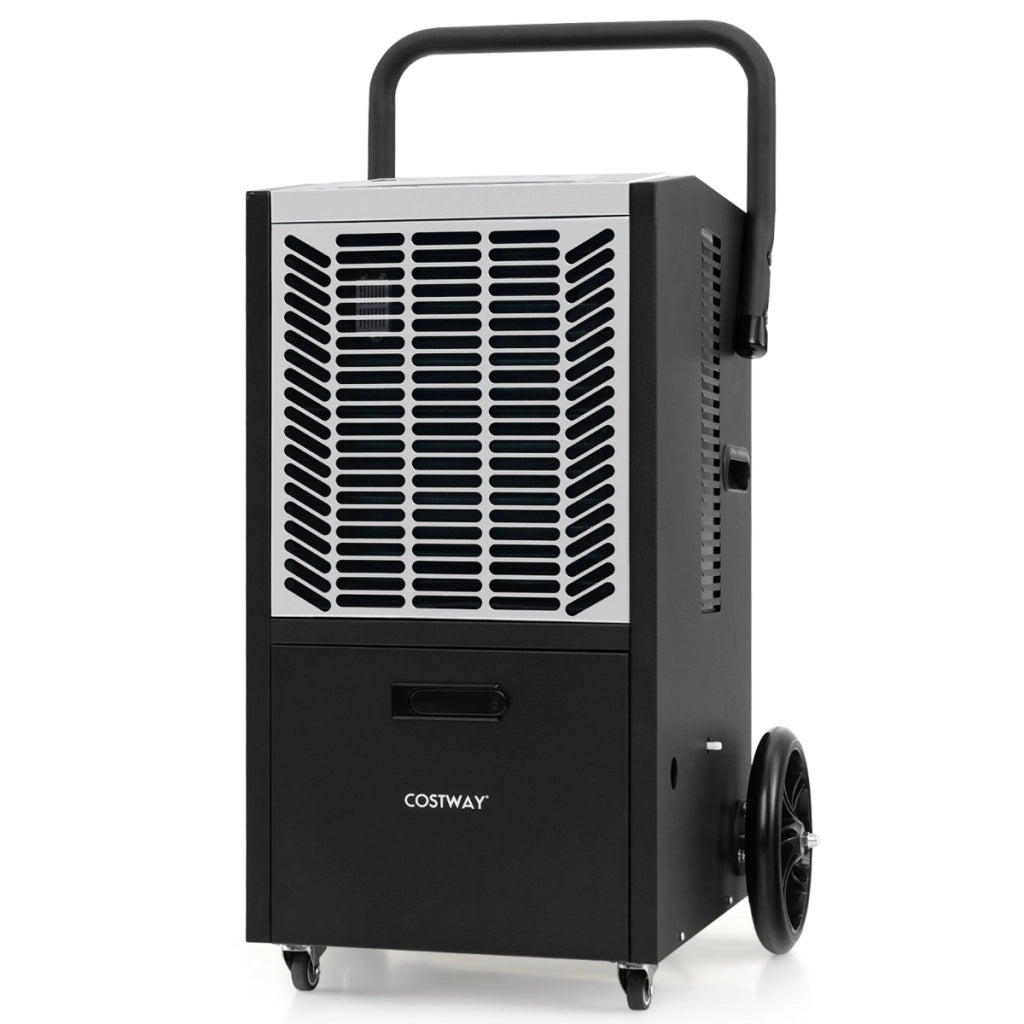 Deumidificatore commerciale da 66L/giorno, Deumidificatore con pompa e tubo di drenaggio timer 24h e 4 ruote Bianco-Condizionatori aria