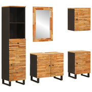 Set da Bagno con porta 5 pcs Naturale Legno di mango massello