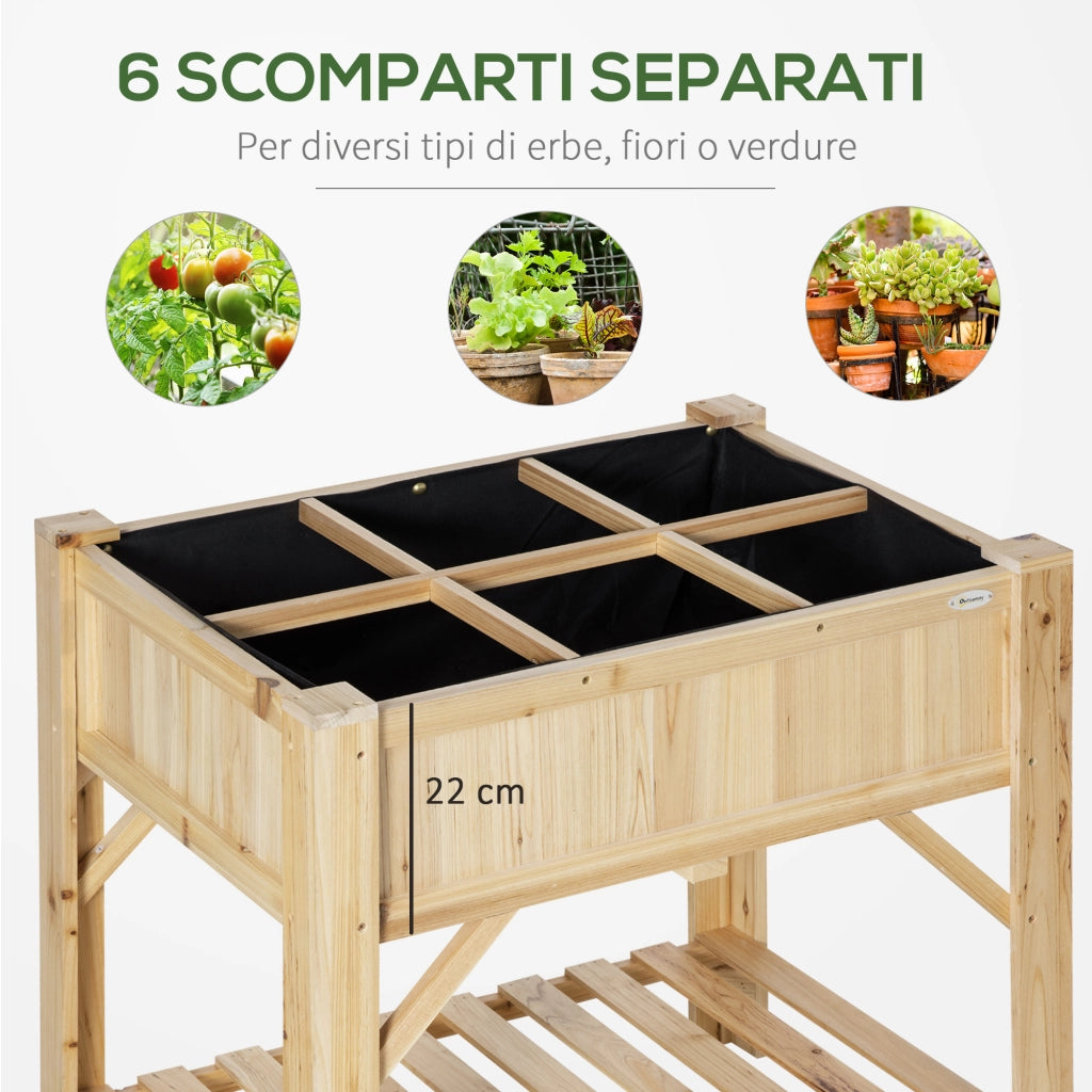Letto Rialzato per Orto con 6 Scomparti ¨C Zephmum ¨C Legno di Abete 78.5x58x81cm