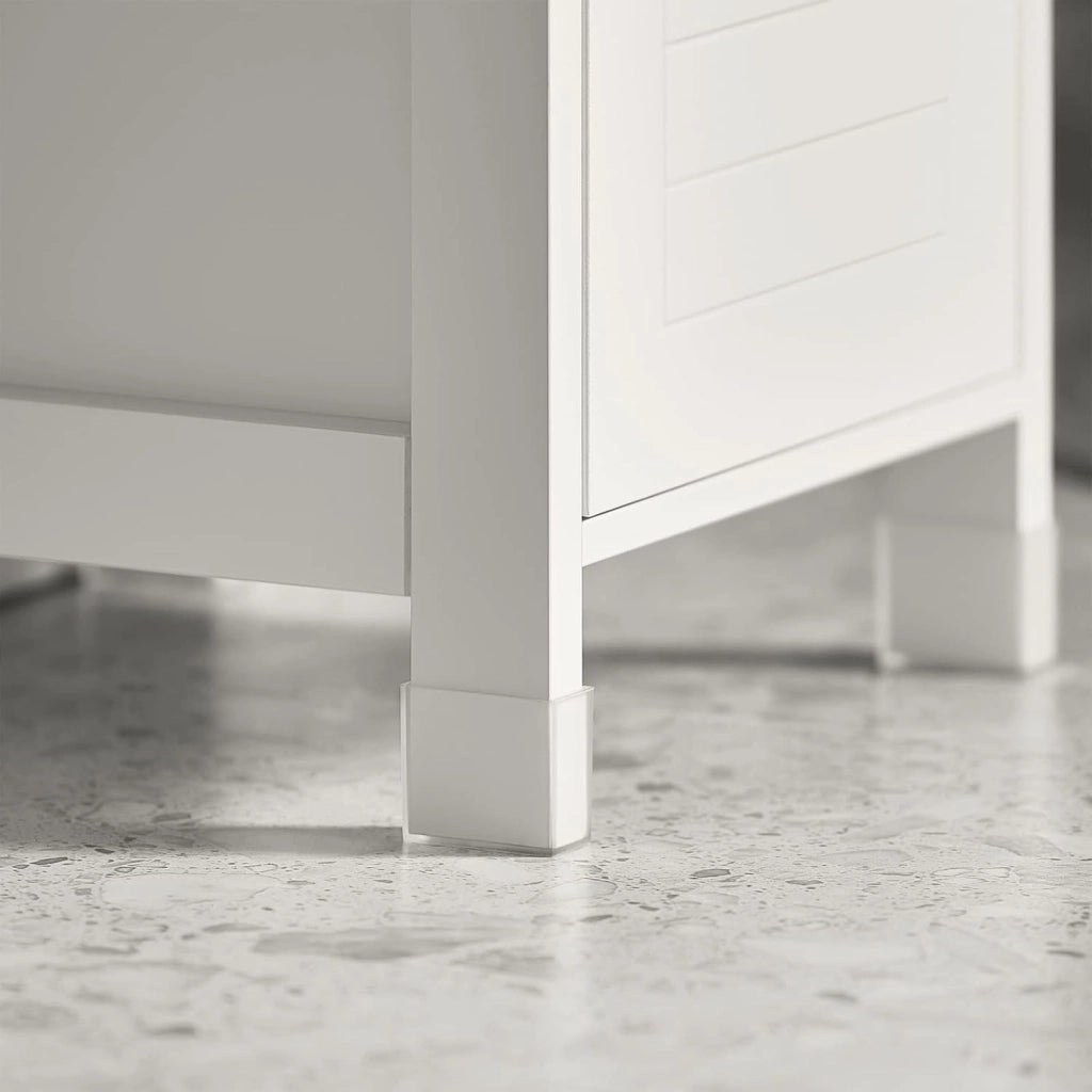 Mobile Bagno Cassettiera – Mobiletto Stretto con 2 Cestini – Armadietto Salvaspazio per Piccoli Bagni e WC, Mobiletto Bagno in Legno, Bianco, 30x89x30 cm, FRG127-W