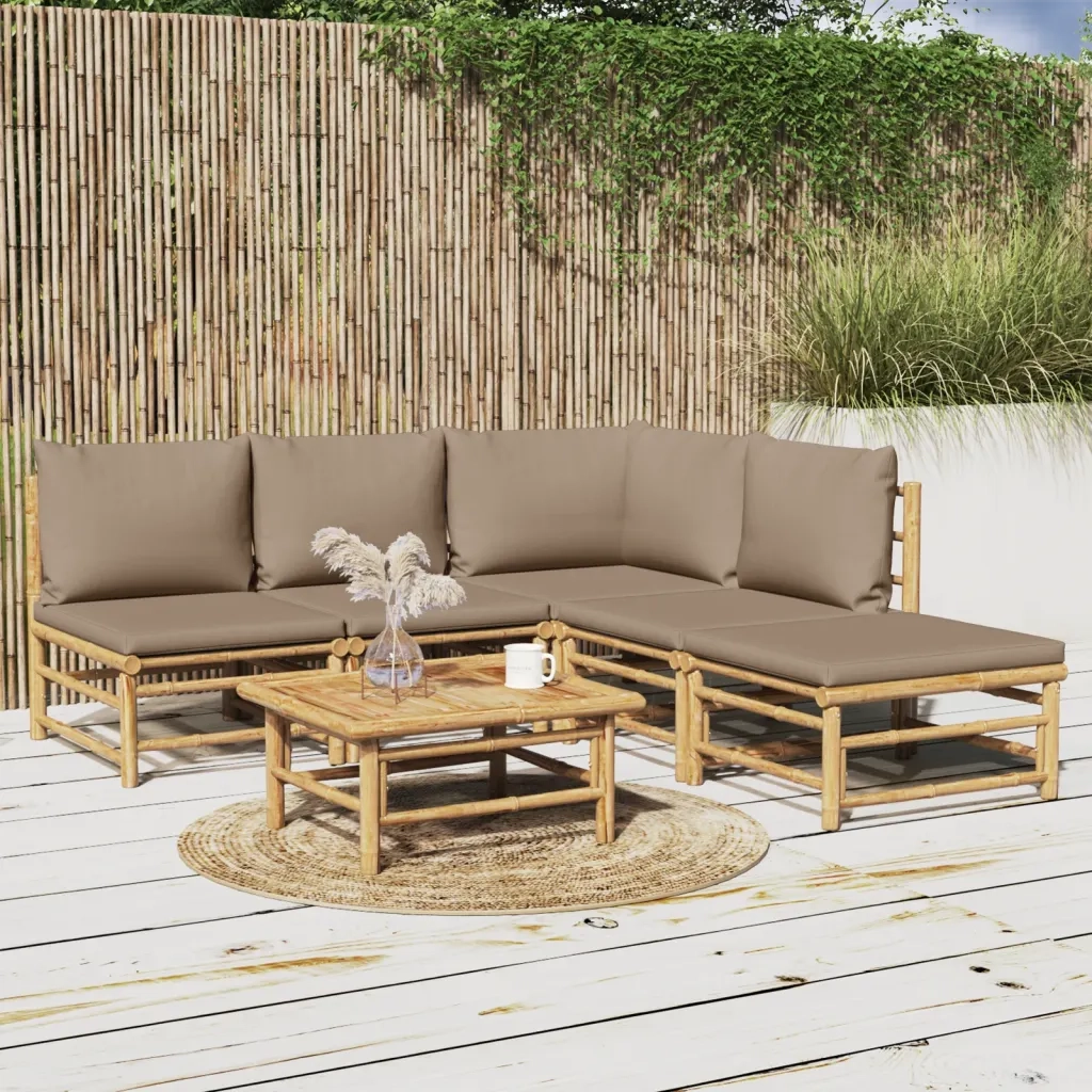 Set Salotto da Giardino 6pz con Cuscini Tortora BambÃ¹cod mxl 76347