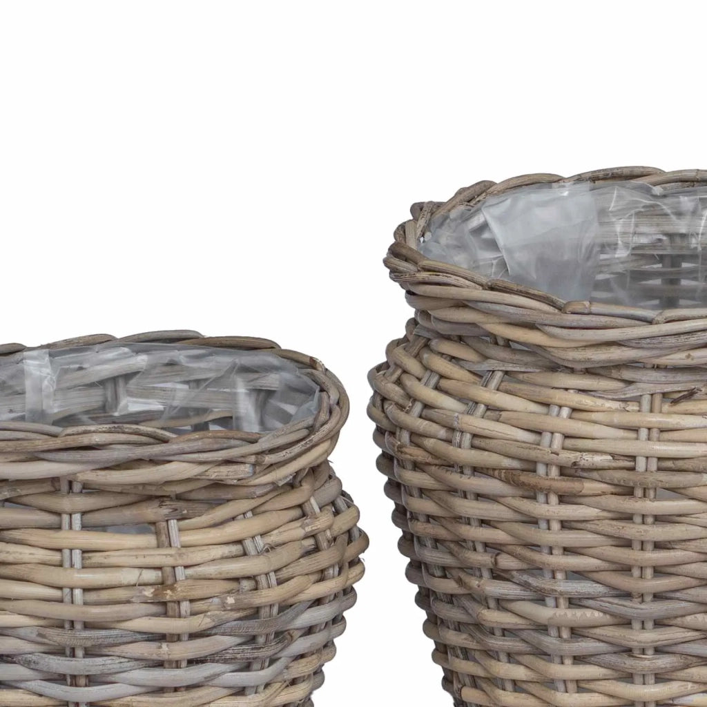 Cesto per Piante con archiviazione 2 pcs Grigio Rattan Lacak
