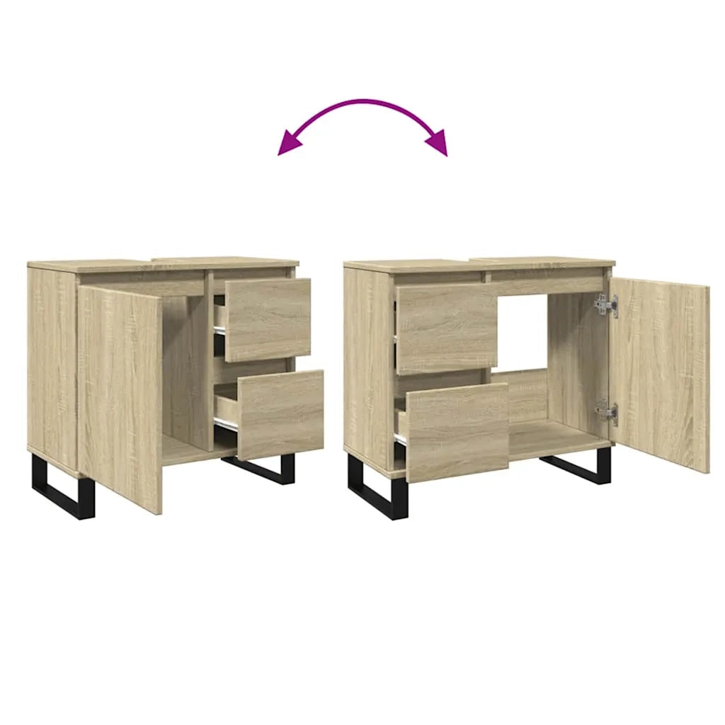 Armadietto da Bagno Rovere Sonoma 65x33x60 cm Legno Multistrato