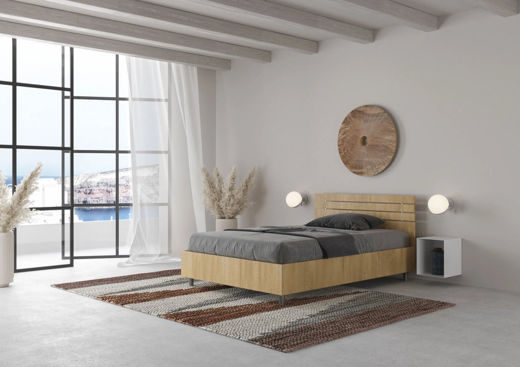 Letto una piazza e mezza contenitore 120x190 testata dritta con doghe quercia Ankel