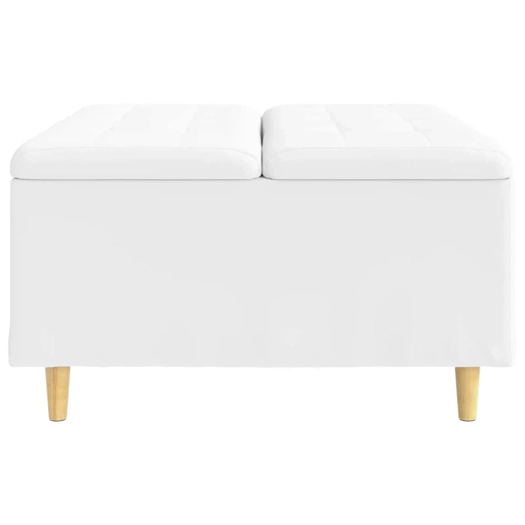 Pouf contenitore Bianco 80 x 80 x 45 cm Pelle sintetica 876847