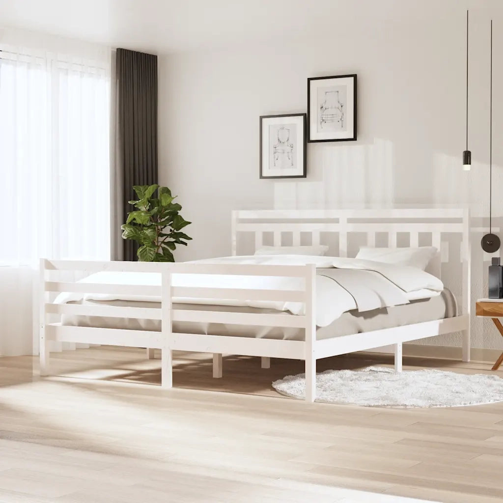 Giroletto-Struttura Letto Bianco 180x200 cm Super King in Legno Massello 219510