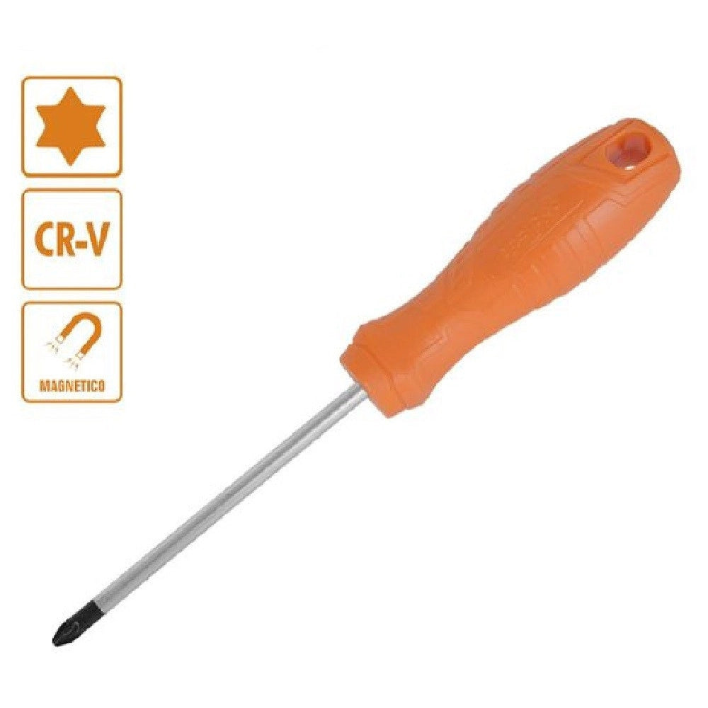 Trade Shop - Cacciavite Giravite 4x100 Mm Con Punta Magnetica A Stella In Acciaio Cr-v 97516 -