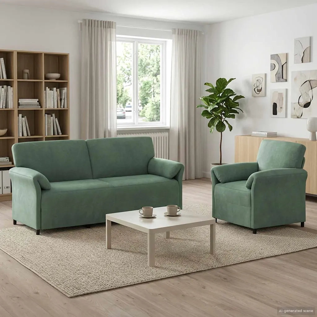 Set di divani 2 pz Verde Mare Velluto 3424924
