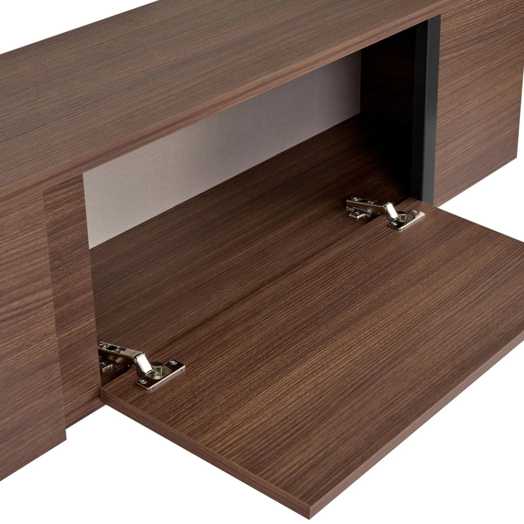 Porta TV in legno "Onera" - 180 x 30 x 50 cm - Noce / Nero