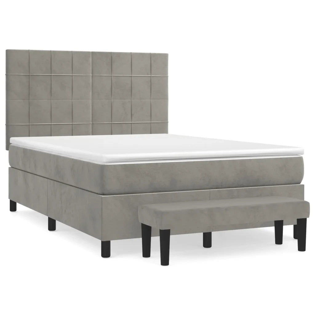 Giroletto a Molle con Materasso Grigio Chiaro 140x190cm Velluto 3137839