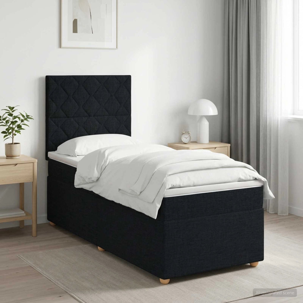 Letto box spring con materasso Nero 80 x 200 cm Tessuto 3453762