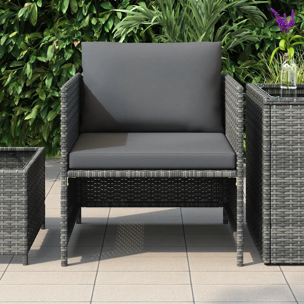 Divano da Giardino con Cuscini Grigio in Polyrattan cod mxl 70671