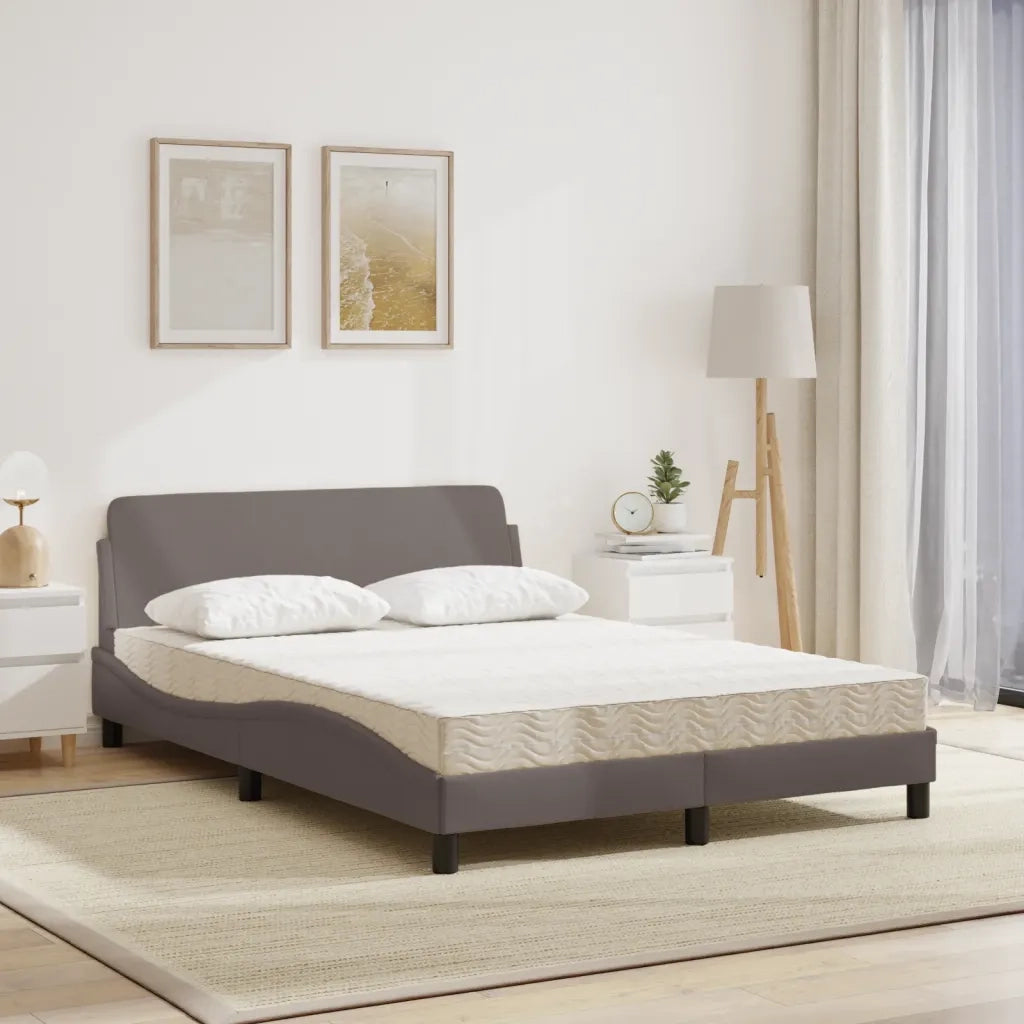 Letto con Materasso Dover Tortora 140x190 cm in Tessuto 3208388