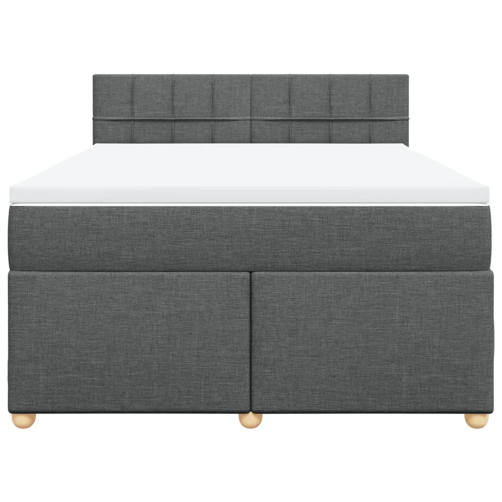 Giroletto a Molle con Materasso Grigio Scuro 160x200 cm Tessuto