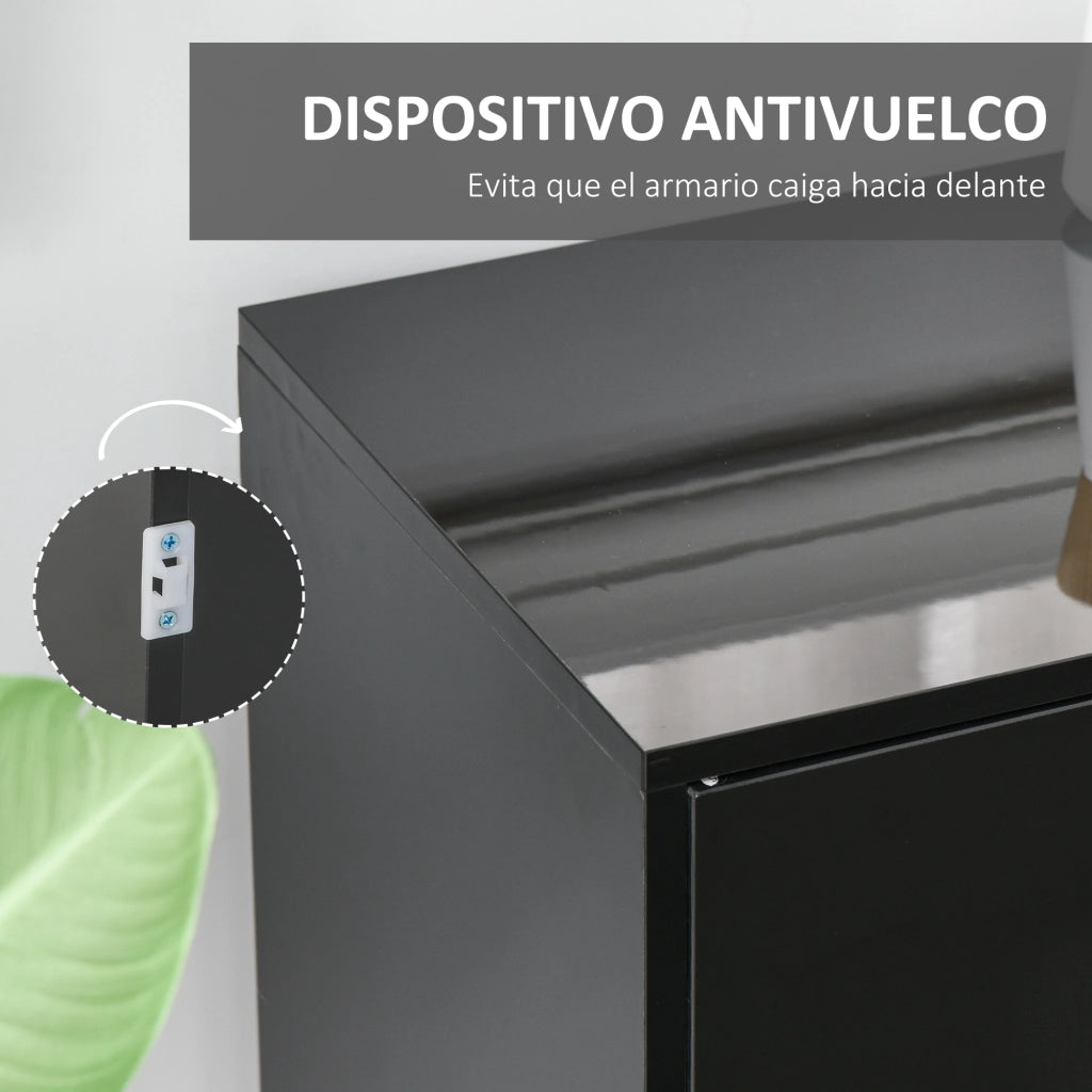 Armadio 3 Ante 2 Cassetti ¨C Zephmum ¨C 117x36x74 cm Nero