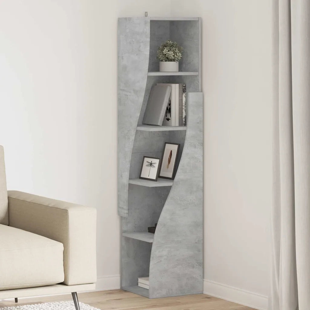 Mobile angolare Grigio cemento 32x32x140cm Legno multistrato