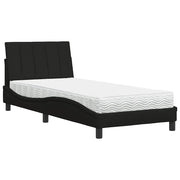 Letto singolo | Letto per adulti | Letto con Materasso Hanko Nero 80x200 cm in Tessuto