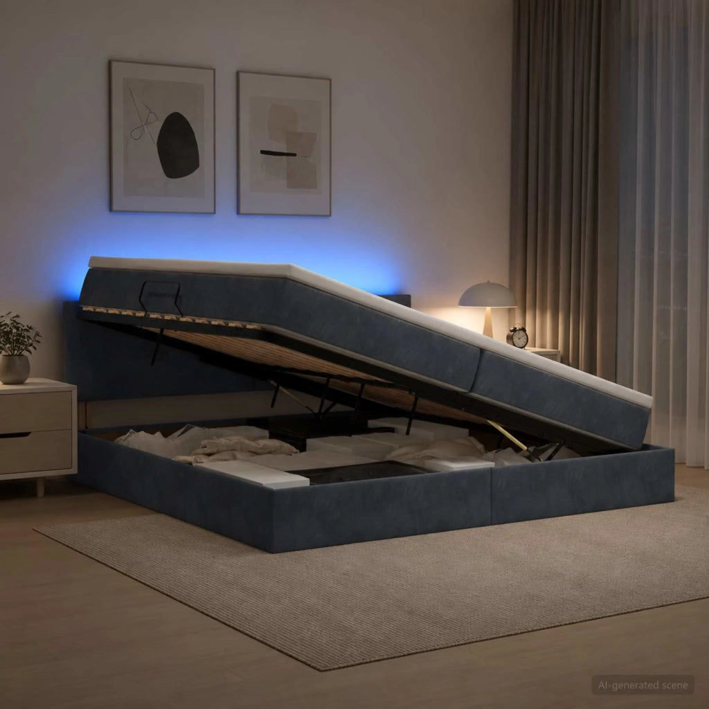 Letto con contenitore LED e materasso Grigio Scuro 200 x 200 cm 3459271