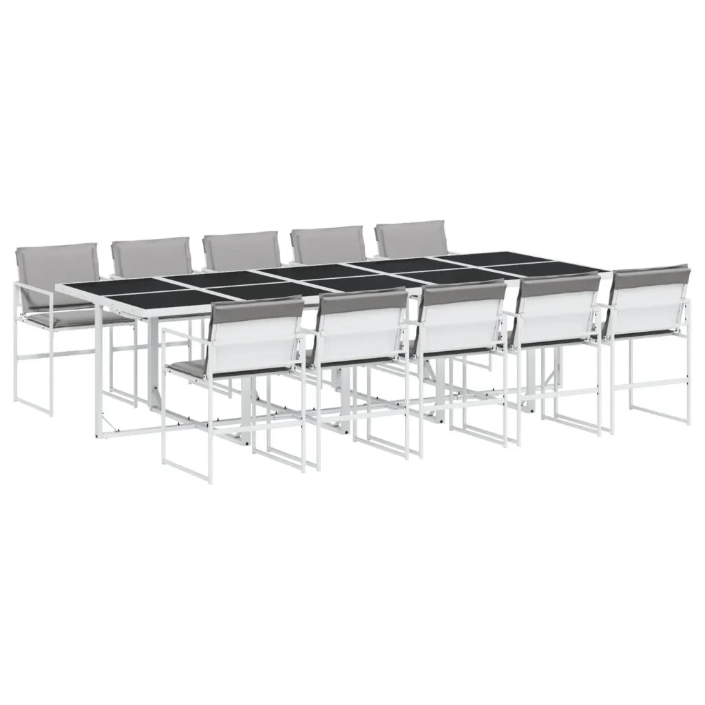 vidaXL Set da Pranzo da Giardino 11 pz con Cuscini Bianco in Textilene