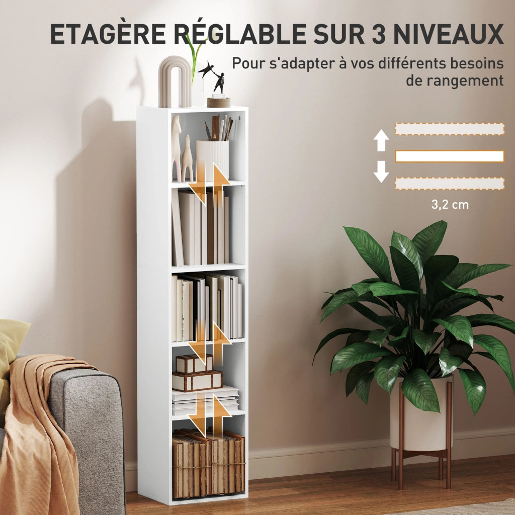 Libreria 5 Livelli Ripiani Regolabili ¨C Zephmum ¨C 30x24x133,5cm Bianco