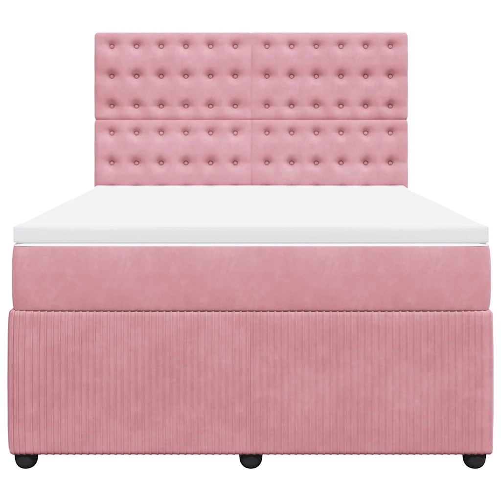 Giroletto a Molle con Materasso Rosa 140x200 cm in Velluto