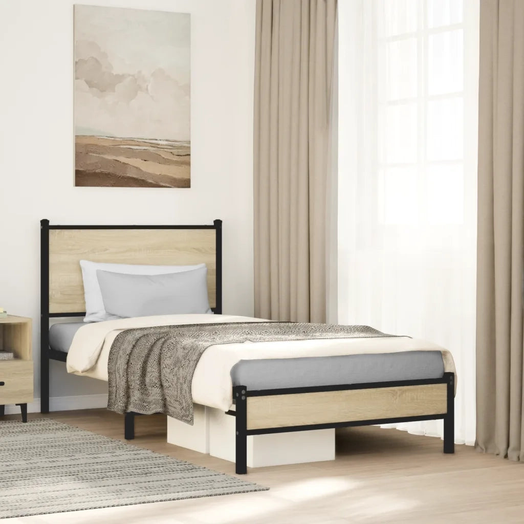 Giroletto senza Materasso in Metallo-Struttura Letto Rovere Sonoma 90x200 cm 828991
